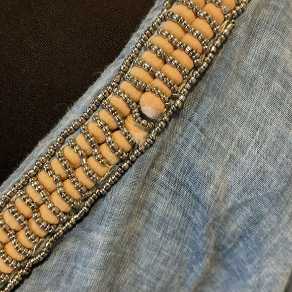 Dolma Linen Swim Coverup - Blue OS - Picture 7 of 9